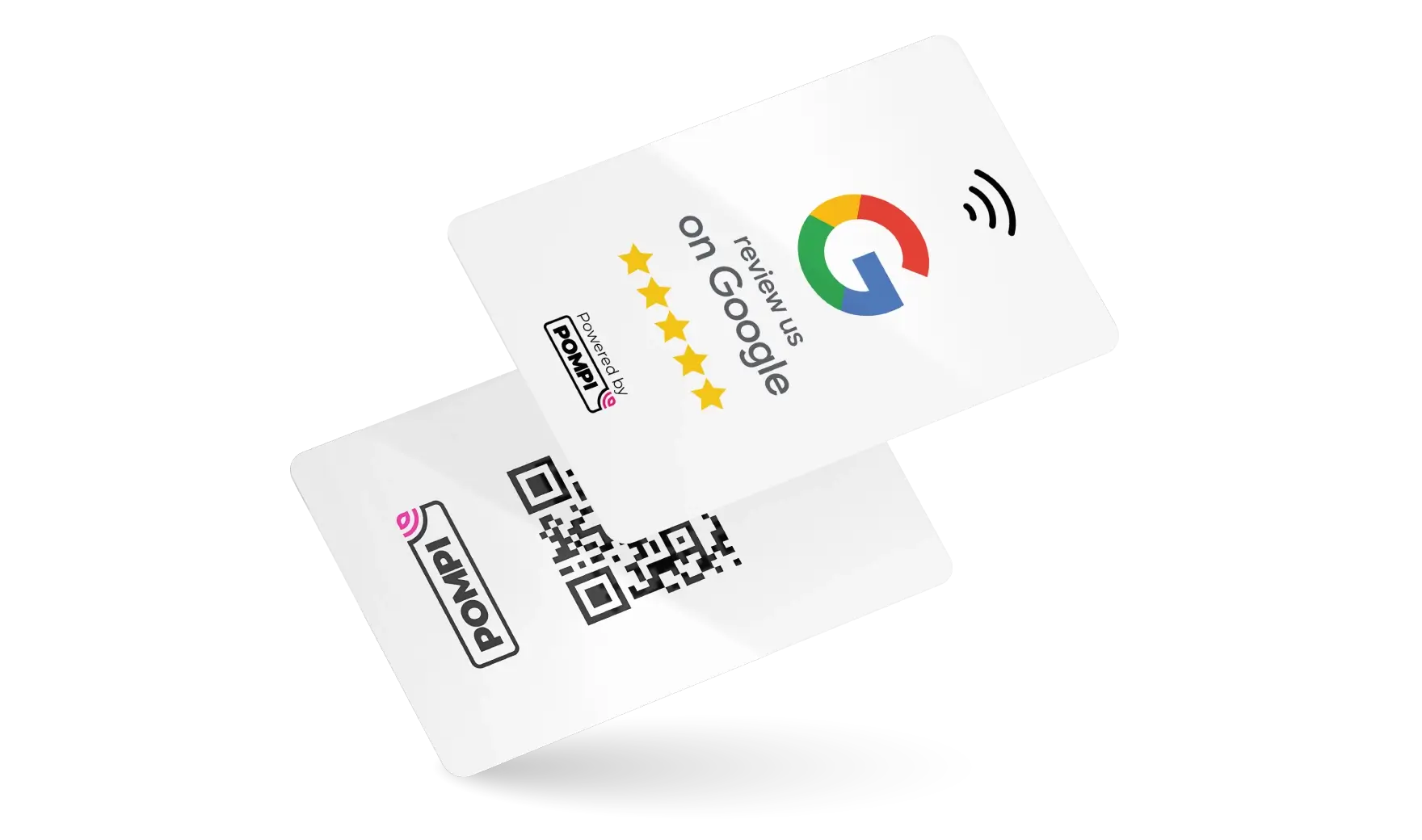 White NFC Google review card for a local business