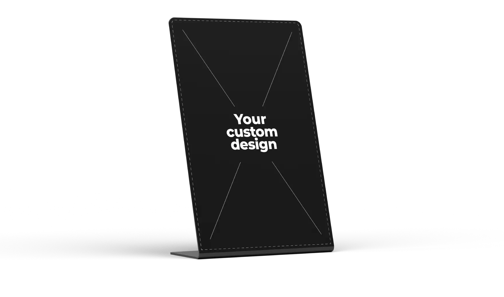 Black custom NFC and QR stand for a clinic reception