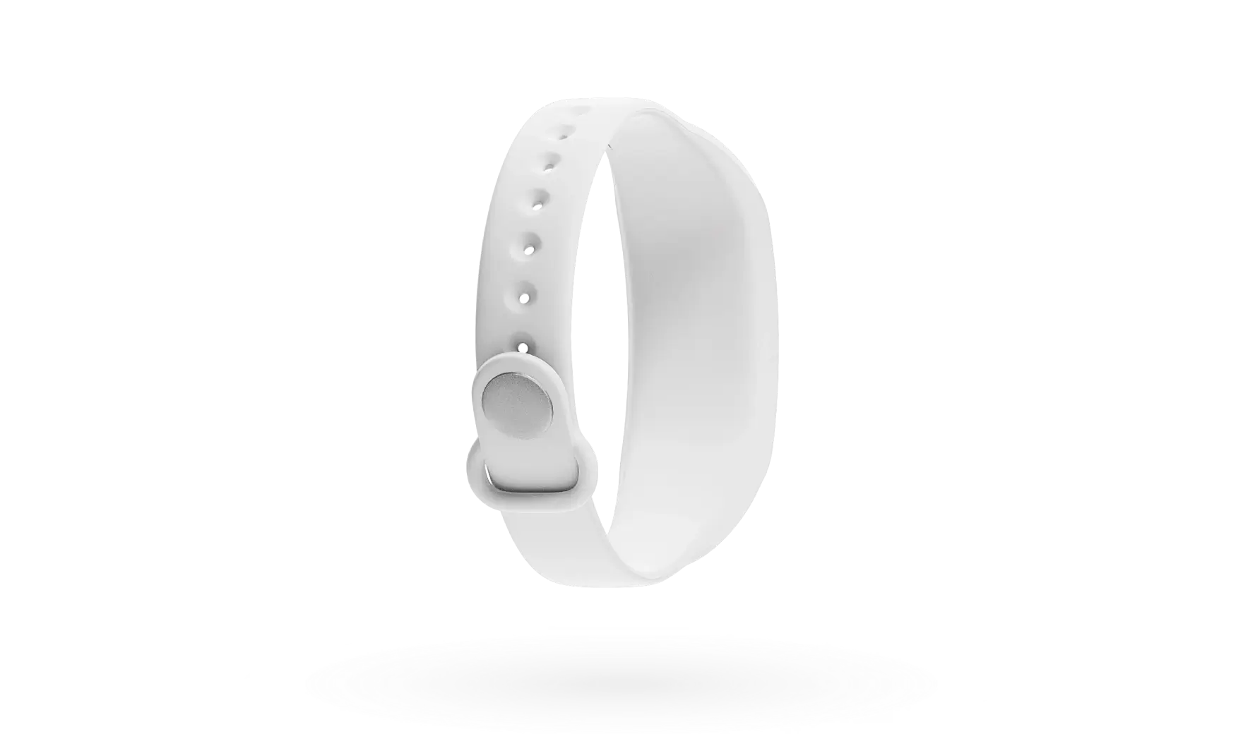 White silicone NFC tag used as a building information touchpoint